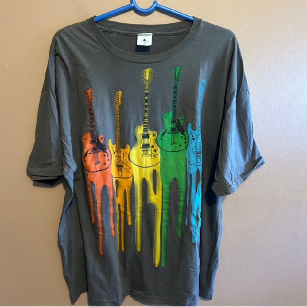 Musician / Guitarist T-shirt. Rainbow pattern. Eclectic. XXL.